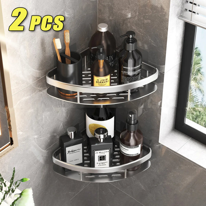 No-Nail Aluminum Shower Shelf