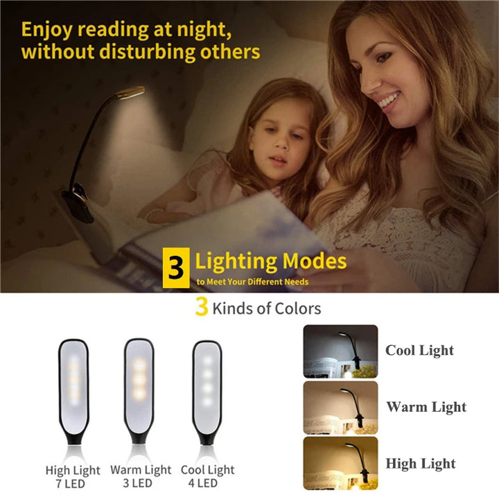 Rechargeable 7 LED Book Light